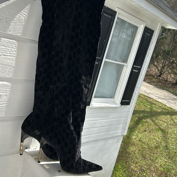 GUCCI Tom Ford- Velvet Over the Knee Boots - Picture 9 of 11